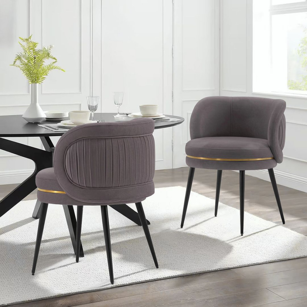 Modern Kaya Pleated Velvet Dining Chair  Set of 2   Modern   Dining Chairs   by Manhattan Comfort  Houzz