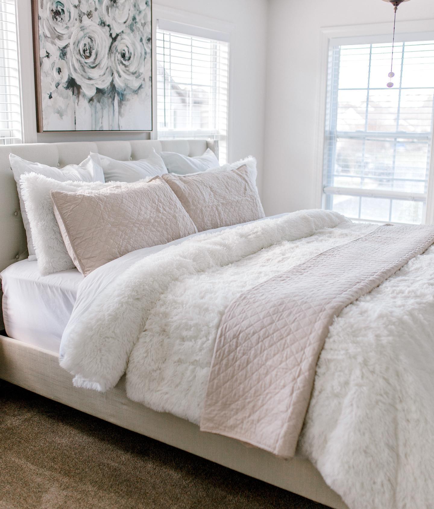 Bedding Bundle: Emma Faux Fur Comforter Set + Ava Diamond Quilt Set