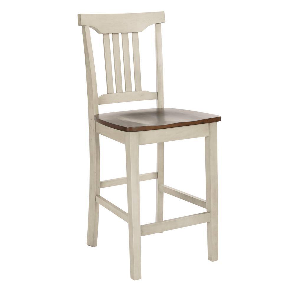 OSP Home Furnishings Berkley 5-Piece Set Table Chairs in Antique White with Wood Stain BEKCT-AW