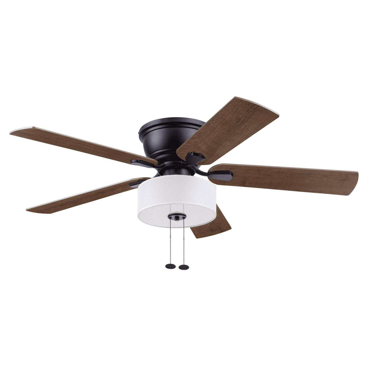 Better Homes and Gardens 52a 5 Blade Matte Black Flush Mount Ceiling Fan with Light and Reverse Airflow