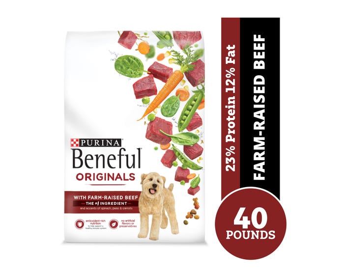 Purina Beneful Originals Adult Dry Dog Food with Farm-Raised Beef， 40 lb. Bag