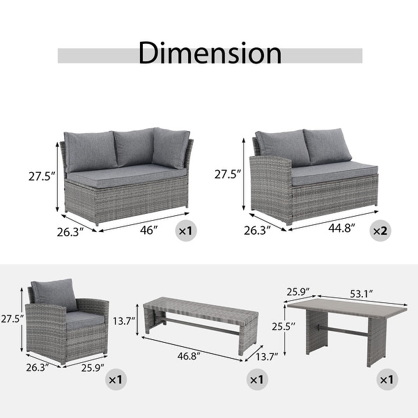 Outdoor 8piece Wicker conversation set Patio Sofa Furniture with Cushion