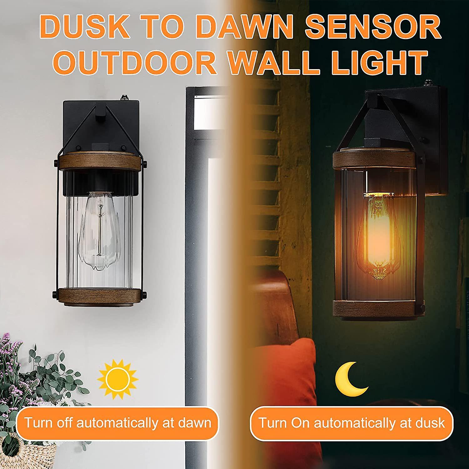 Dexusay 2 Pack Dusk To . Outdoor Wall Light Fixtures Photocell Sensor Exterior Lantern Sconce Lighting Waterproof Outside Wall Mount Lamp For House Pa