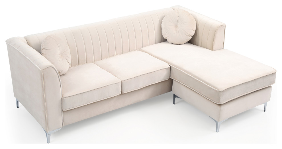 Delray Sofa Chaise   Midcentury   Sectional Sofas   by Glory Furniture  Houzz