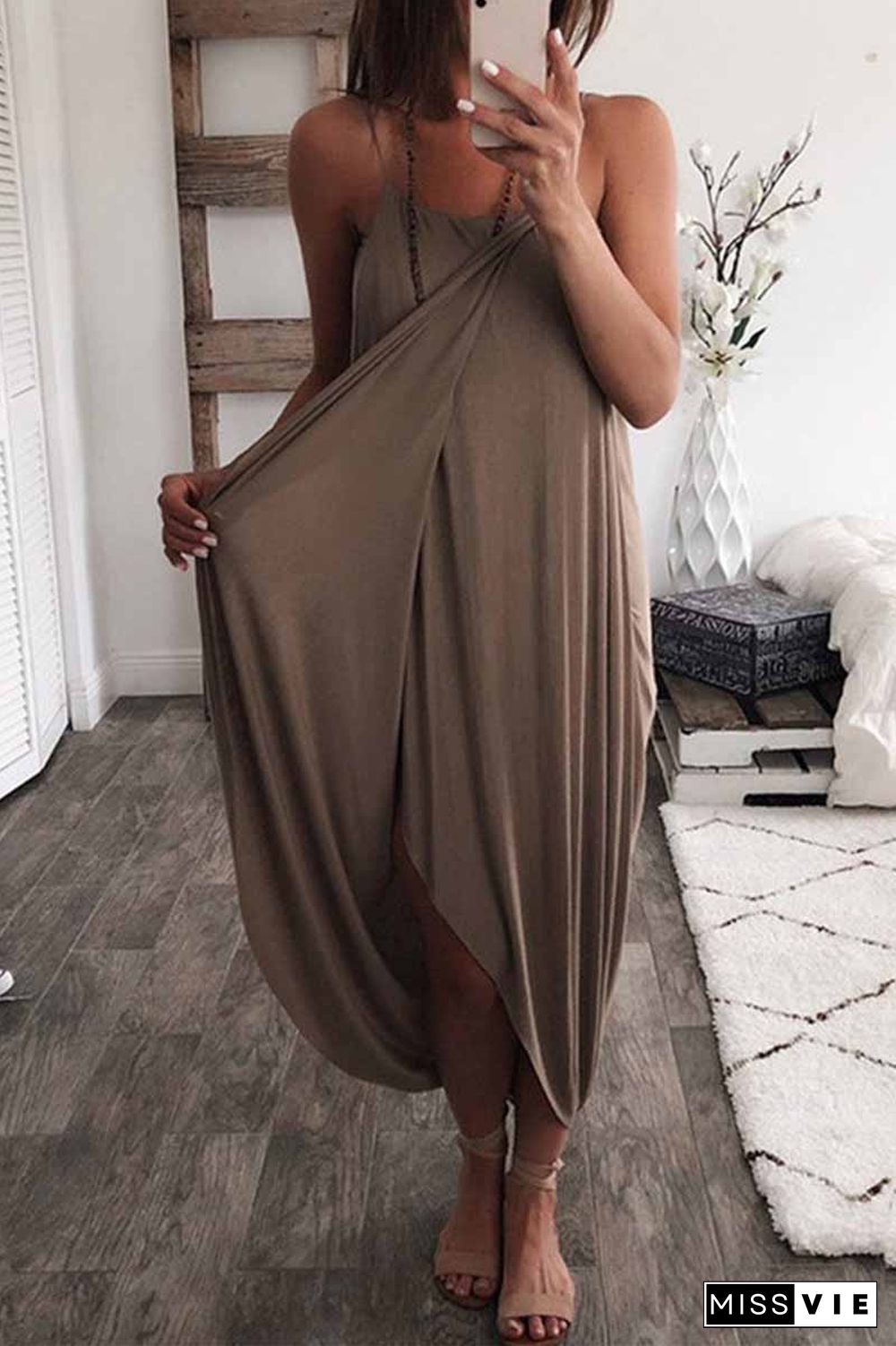 Solid Color Knitted Loose And Irregular Maxi Dress(5 Colors)