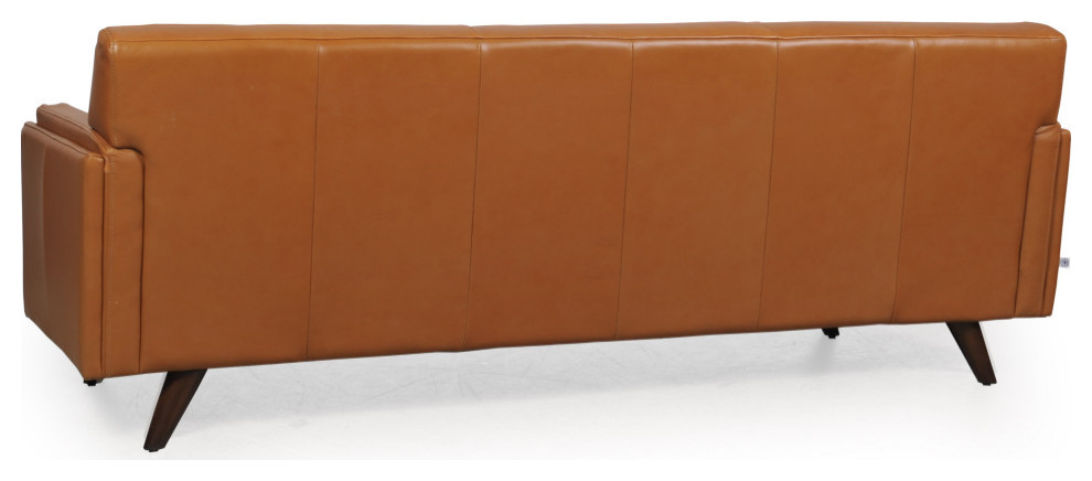 Moroni Milo Full Leather Mid Century Sofa with Wooden Legs in Tan   Midcentury   Sofas   by Moroni  Houzz