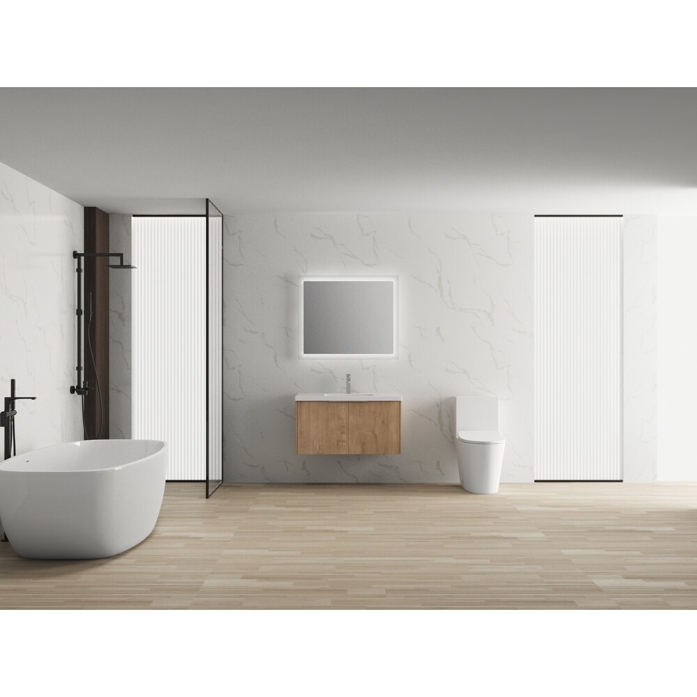 Modern Design 36 Inch Float Mounting Bathroom Vanity With Sink Soft Close Door 2 Doors