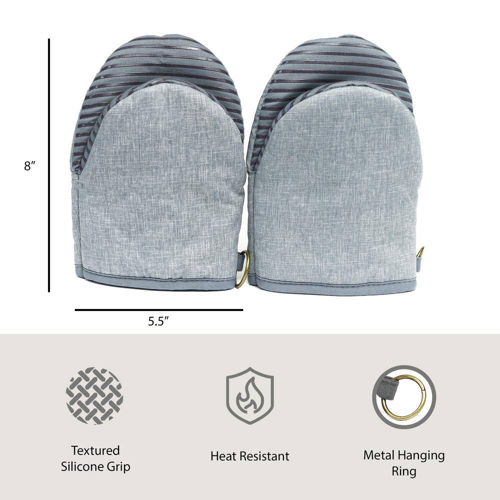 Nautica Grey 100% Cotton Mini Oven Mitts With Silicone Palm (Set of 2) NAN013848