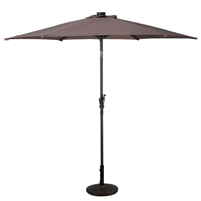 Patio Solar Umbrella Led Patio Market Steel Tilt W/ Crank Outdoor New