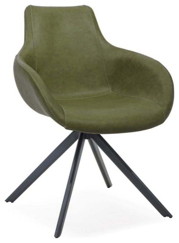 Albirto Arm Dining Chair  Dark Green Matte  Black Steel legs   Midcentury   Dining Chairs   by Rustic Home Furniture Deco  Houzz