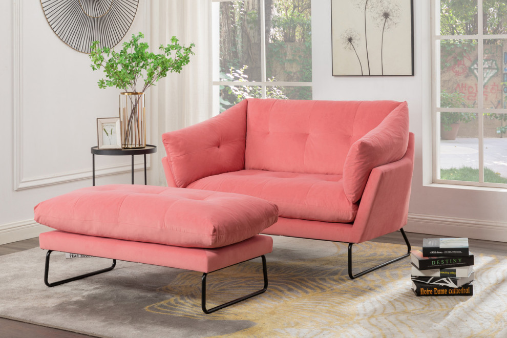 Karla Velvet Contemporary Loveseat and Ottoman   Contemporary   Loveseats   by Lilola Home  Houzz