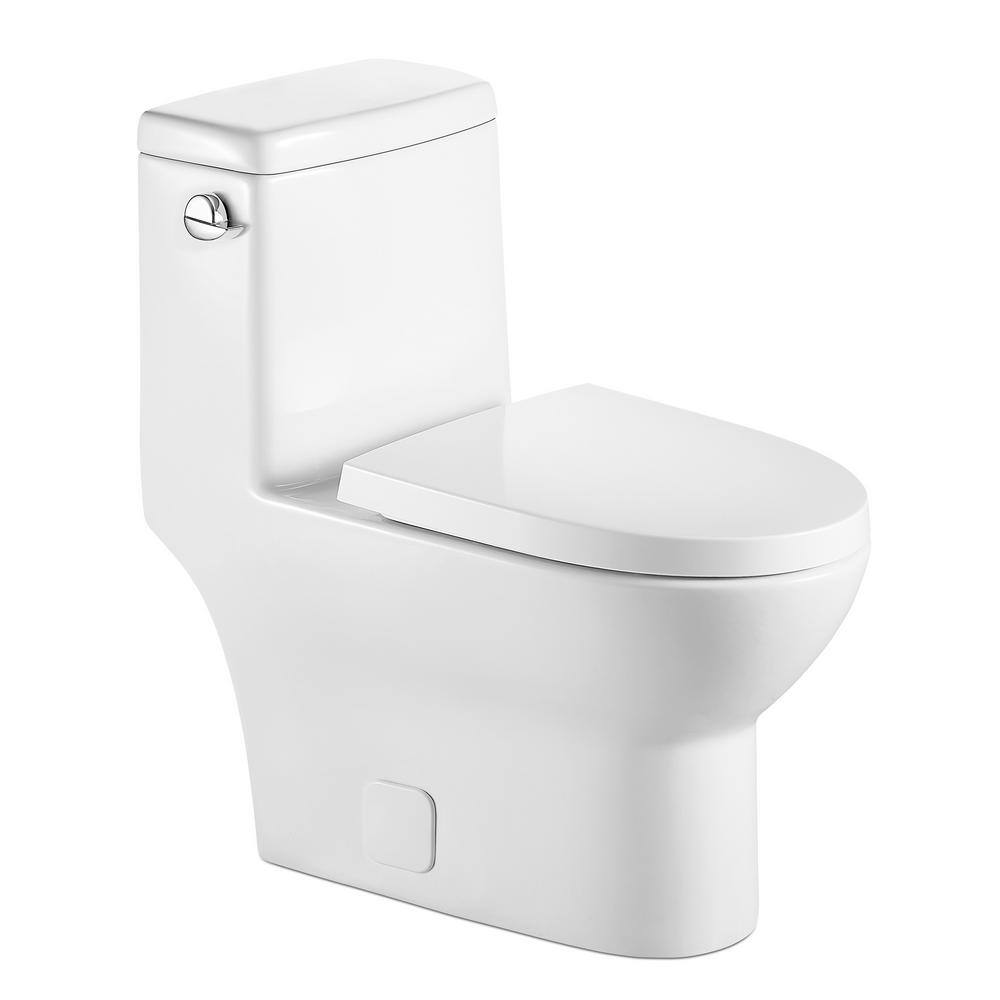 LORDEAR 12 in. Rough-In 1-piece 1.28 GPF Single Flush Elongated Toilet in White Soft Close Seat Included MT102CL4