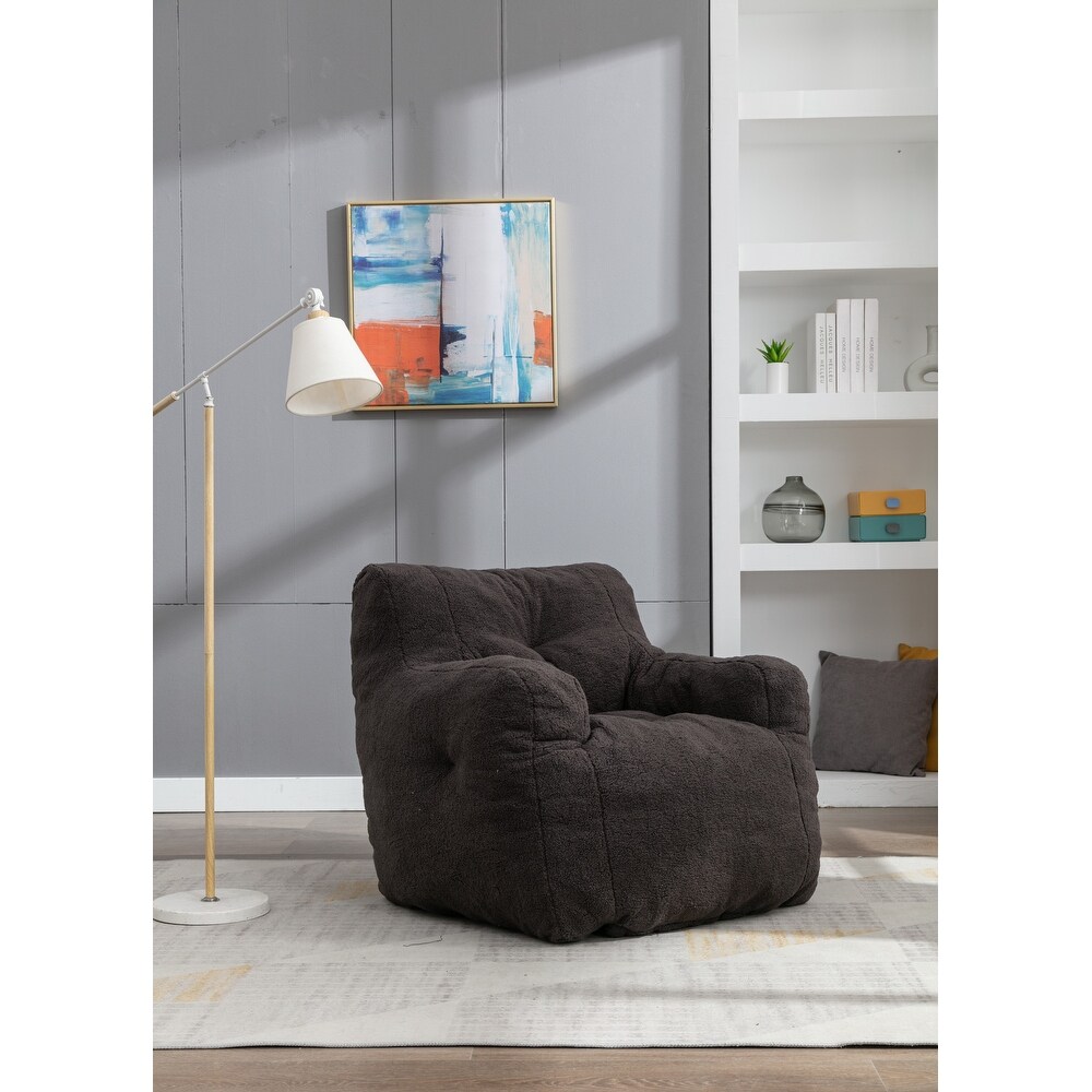 Modern Soft Tufted Foam Bean Bag Chair with Teddy Fabric