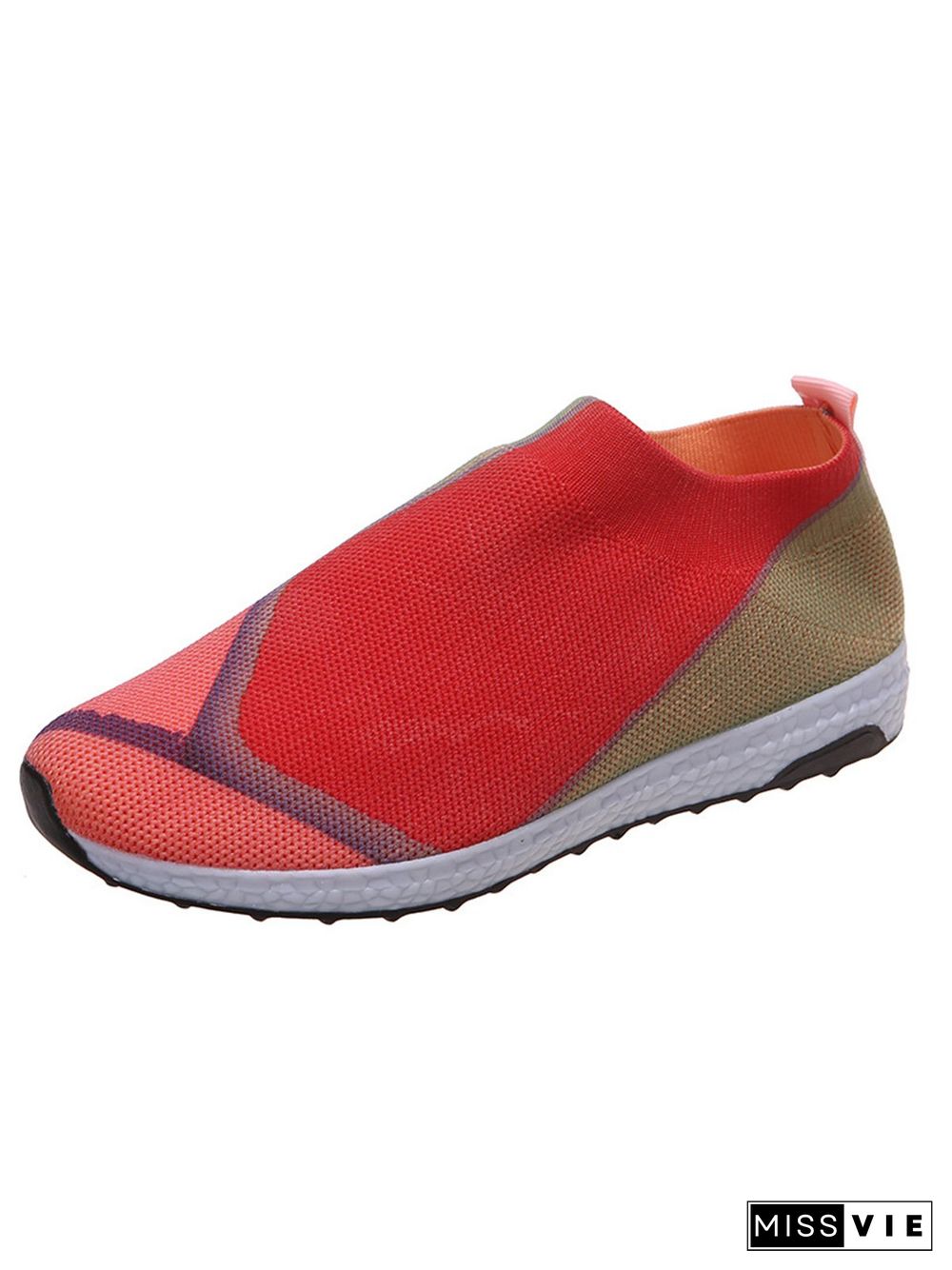 Thick Sole Color Blocking Fly Woven Mesh Slip-On Sneakers Lazy Casual Shoes