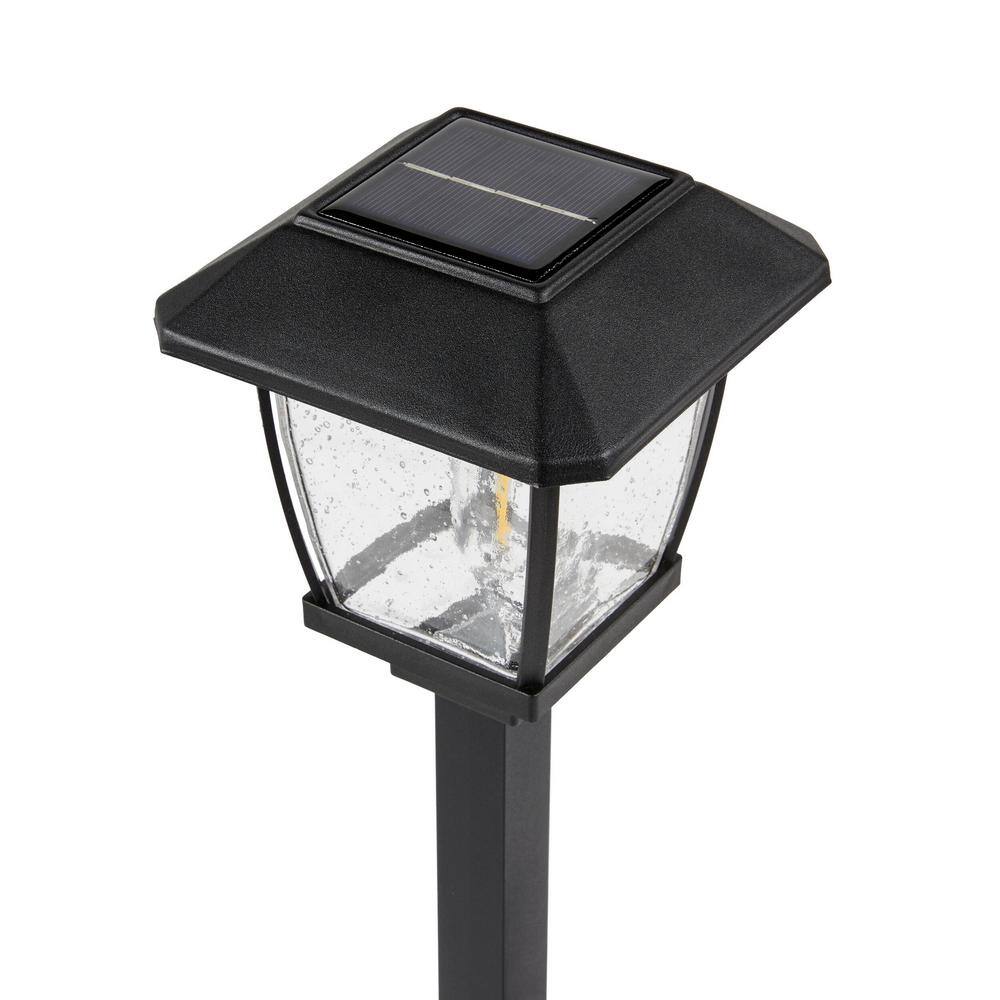 Hampton Bay Solar Black LED Path Light 14 Lumens with Seedy Glass Lens and Vintage Bulb P5100-01-22