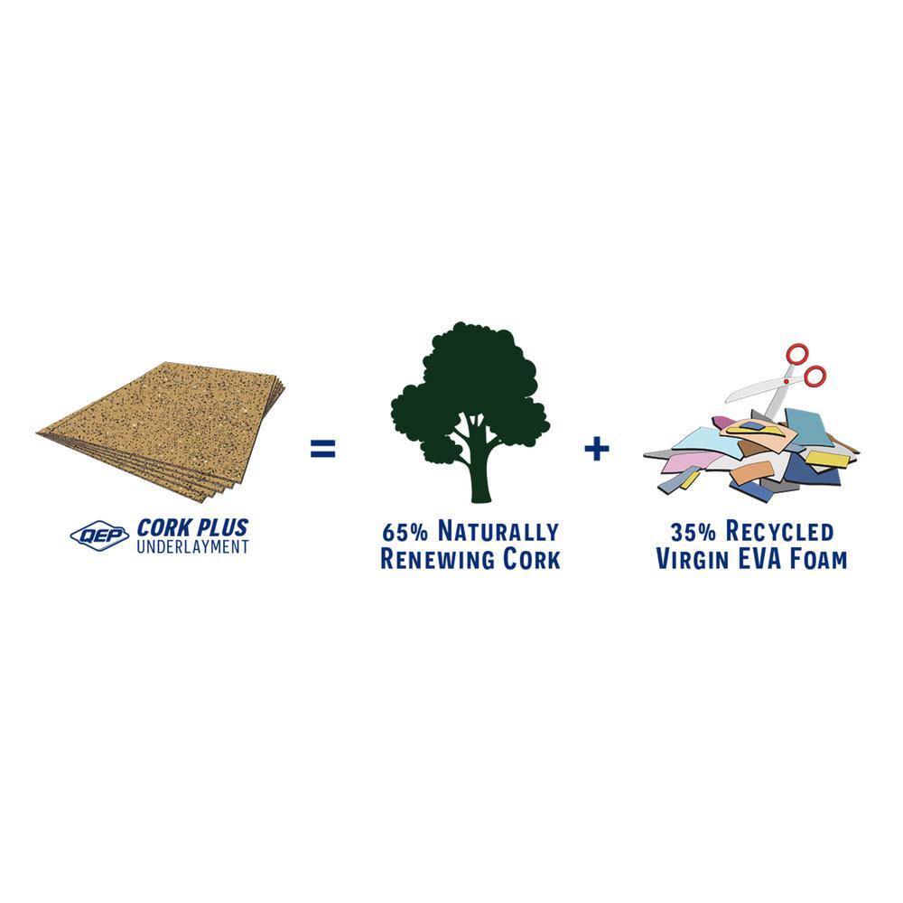 QEP 200 sq. ft. 4 ft. Wide x 50 ft. Long x 6 mm Thick Cork Plus Sound Dampening Underlayment Roll 72002