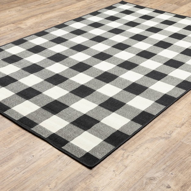 Madeline Border Patio Rug Black ivory Captiv8e Designs