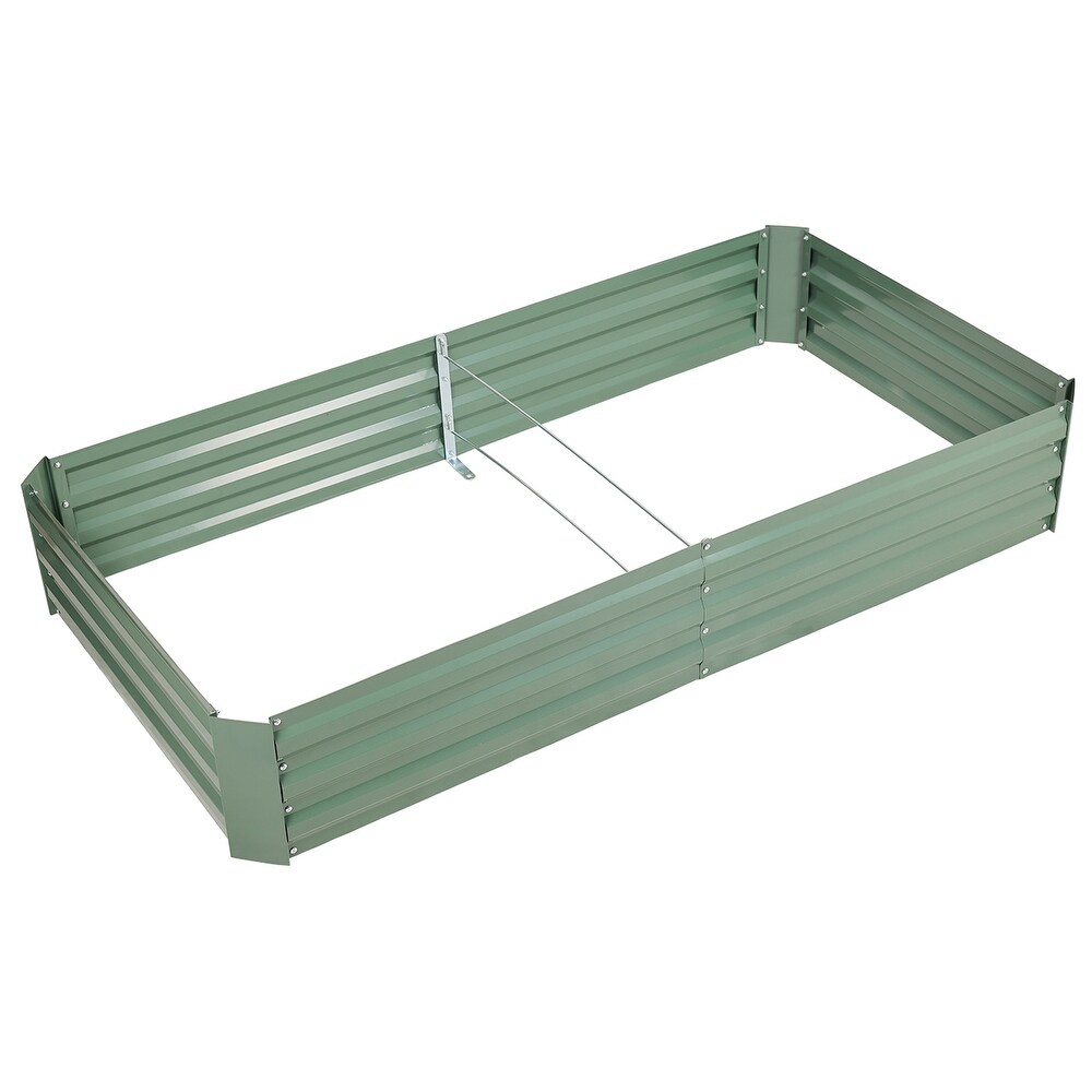 Aoodor Outdoor Raised Garden Bed 6' x 3' x 1' Reinforced Galvanized Steel Planter Box