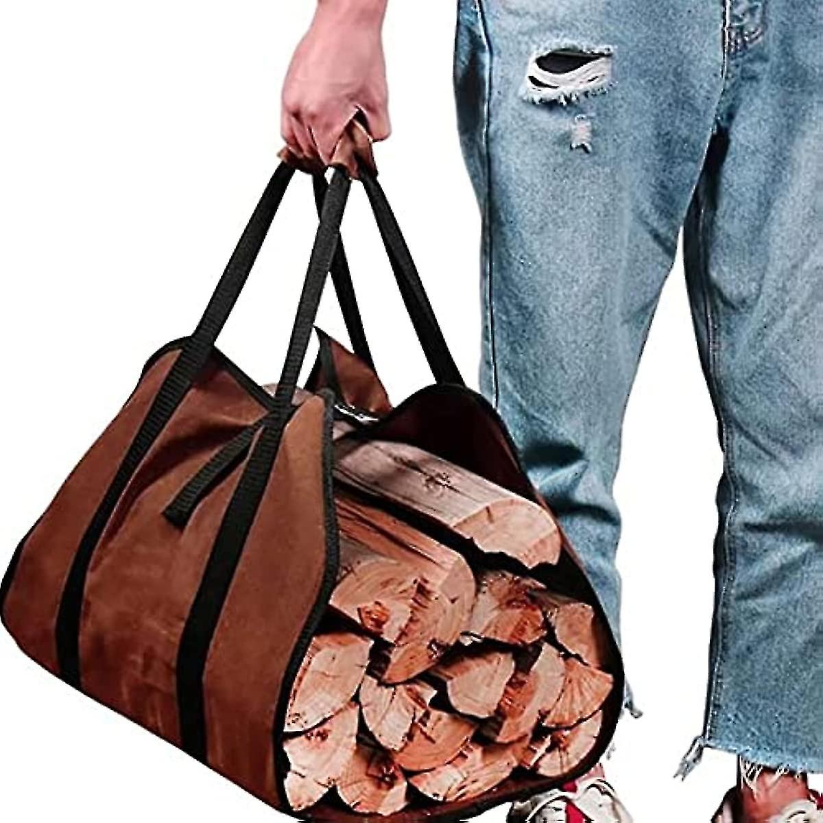 Large Firewood Carrier Log Tote Bag Indoor Fireplace Log Carrier Holders Woodpile Rack Fire Wood Carrying Outdoor