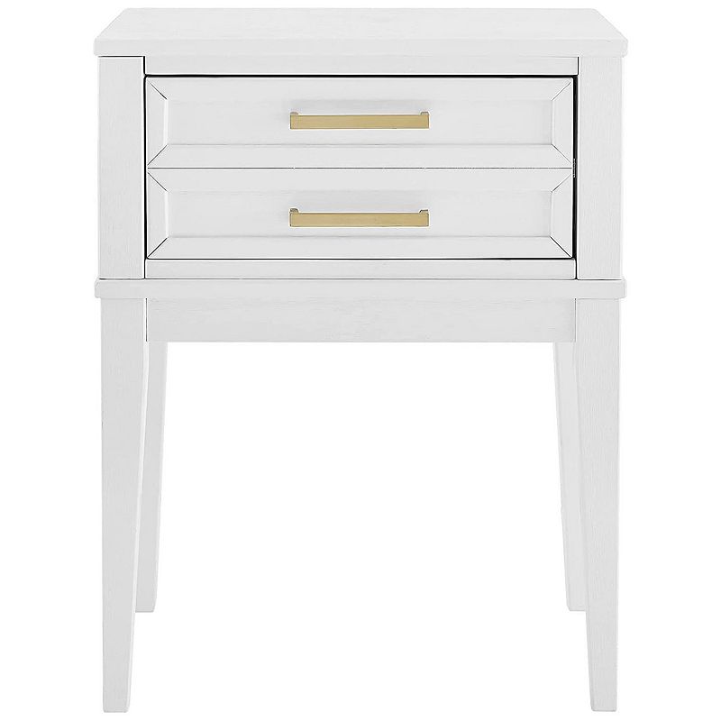 MUSEHOMEINC Mid Century Modern 2 Drawer Solid Wood Nightstand End Table， White