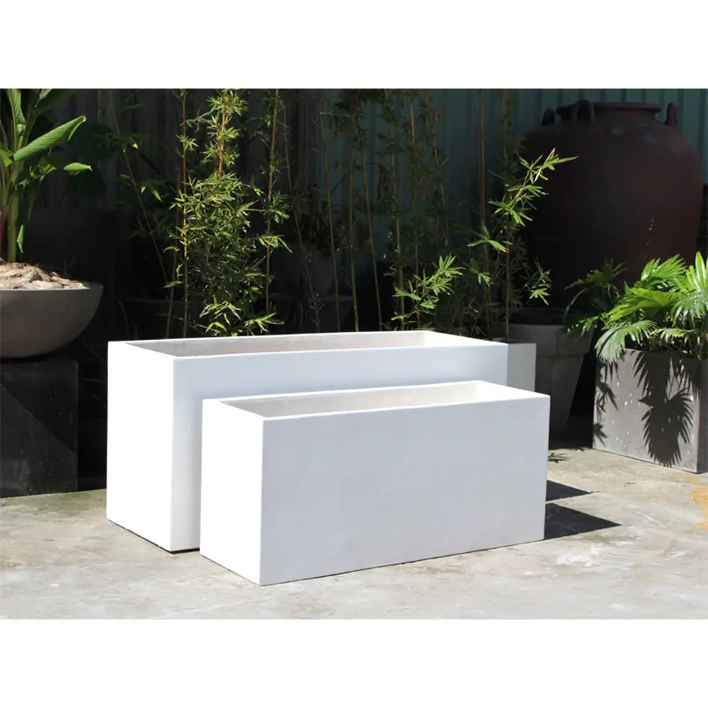 Hot Sale GRC Pottery Planters Manufacturer Customized Gardening Concrete Square Planter Set of 3