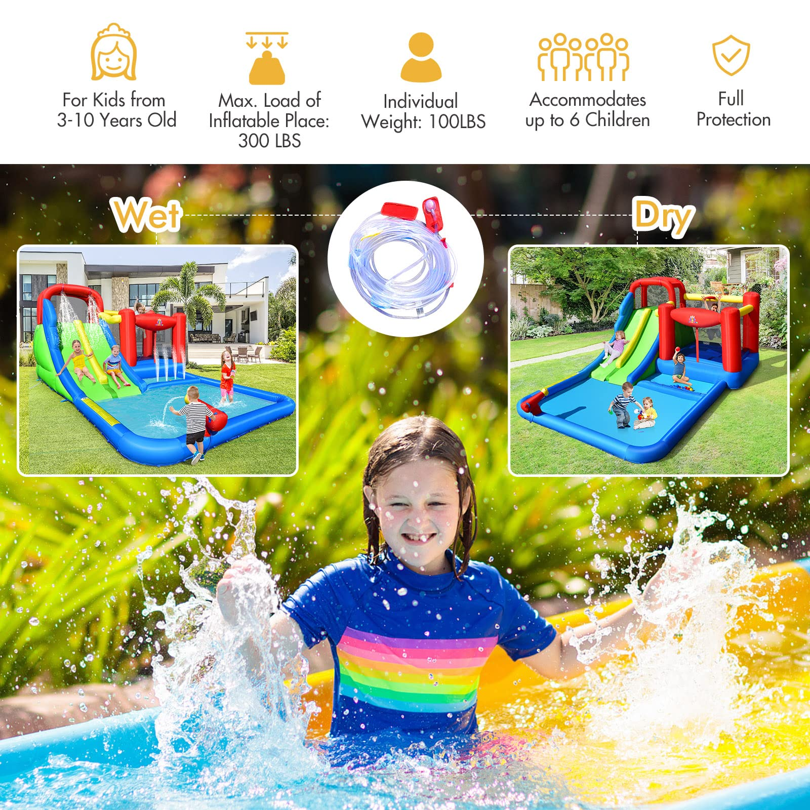 Inflatable Water Slide Park, Kids Giant Water Park Jumping Castle