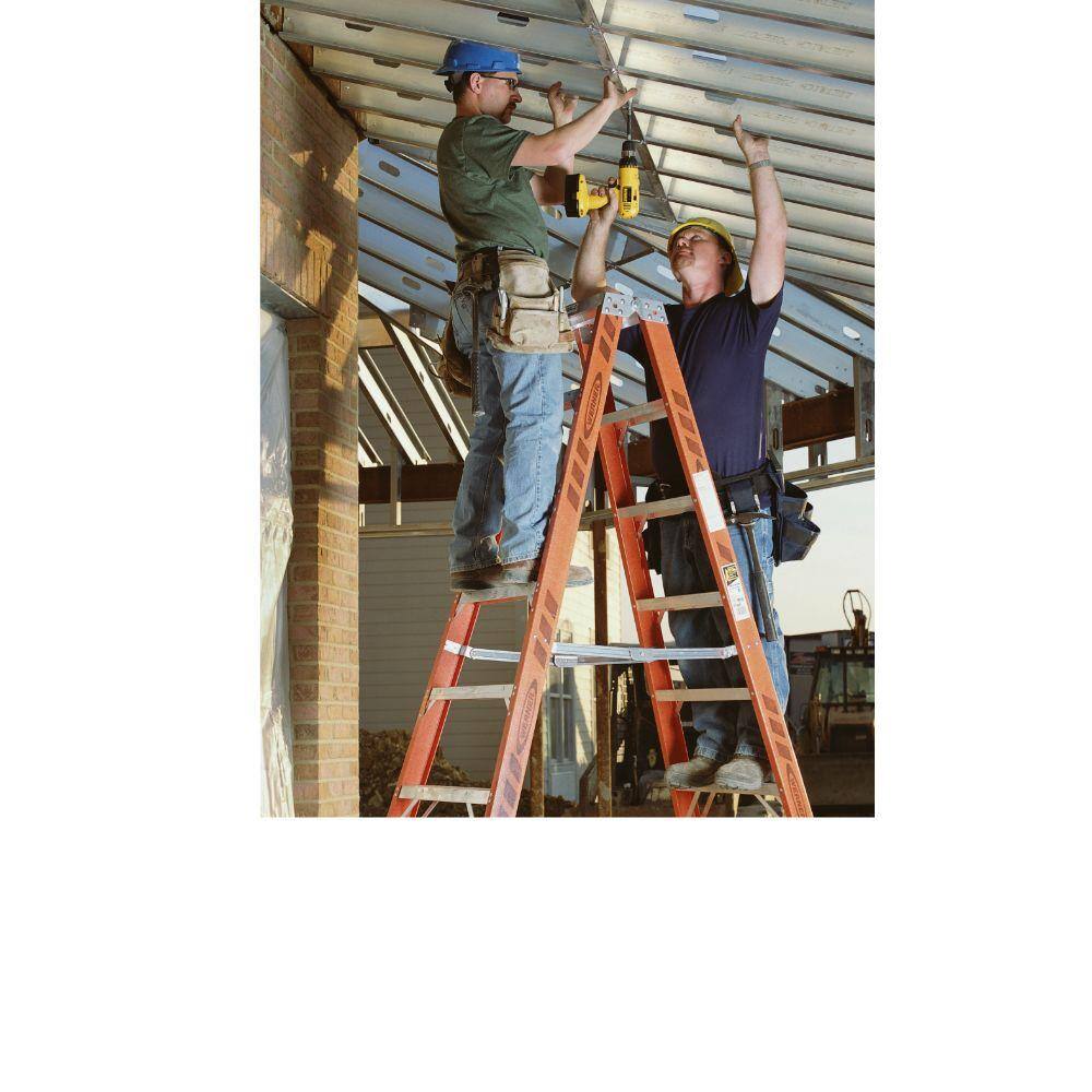 Werner 20 ft. Fiberglass Twin Step Ladder with 300 lbs. Load Capacity Type IA Duty Rating T7420