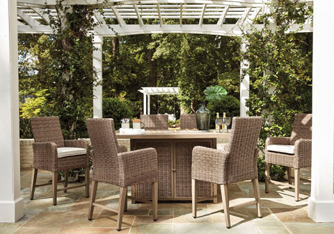 Fire Island Mist Outdoor Woven Barstool