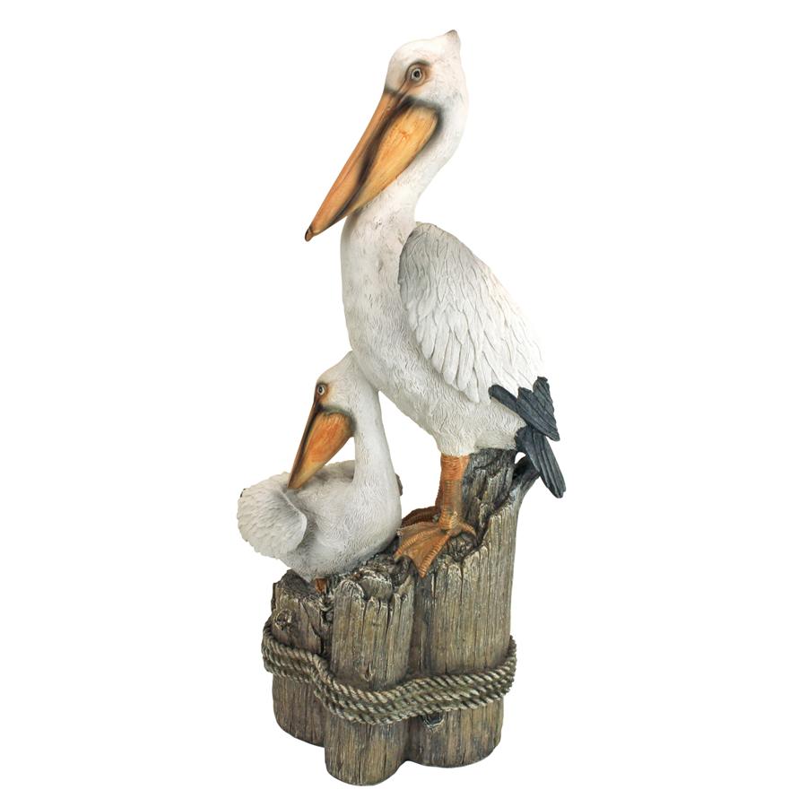 Design Toscano Coastal Decor Ocean's Perch Pelicans Garden Bird Statue, 24 Inch, Polyresin, Full Color