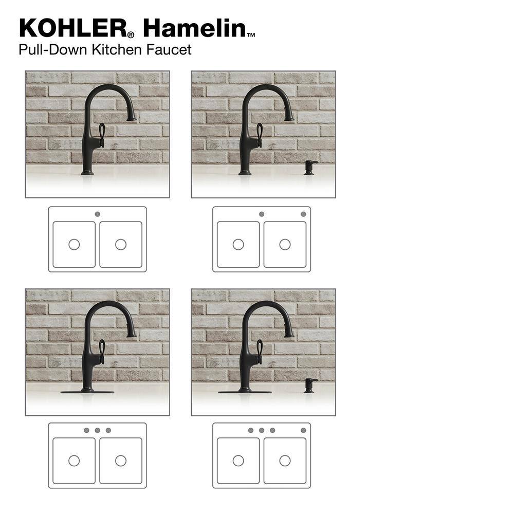 KOHLER Hamelin Single Handle Pull Down Sprayer Kitchen Faucet in Matte Black K-R33446-SD-BL