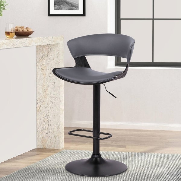 Bar Stool with Curved Leatherette Back and Swivel Mechanism - 20 L X 21 W X 43 H Inches