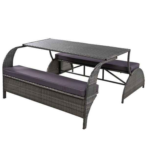 Roomfitters Versatile Outdoor Loveseat Converts to Four Seats and a Table，Durable Design，Ideal for Gardens，Lawns，Patio