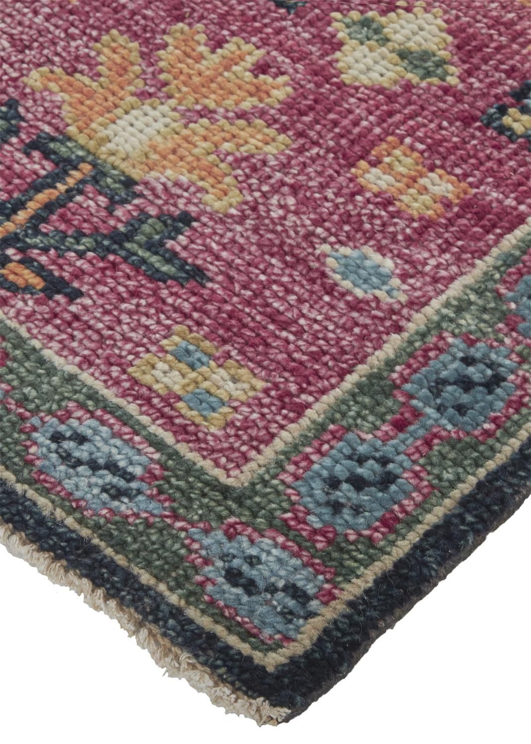 Bashyr Hand Knotted Pink and Blue Rug by BD Fine