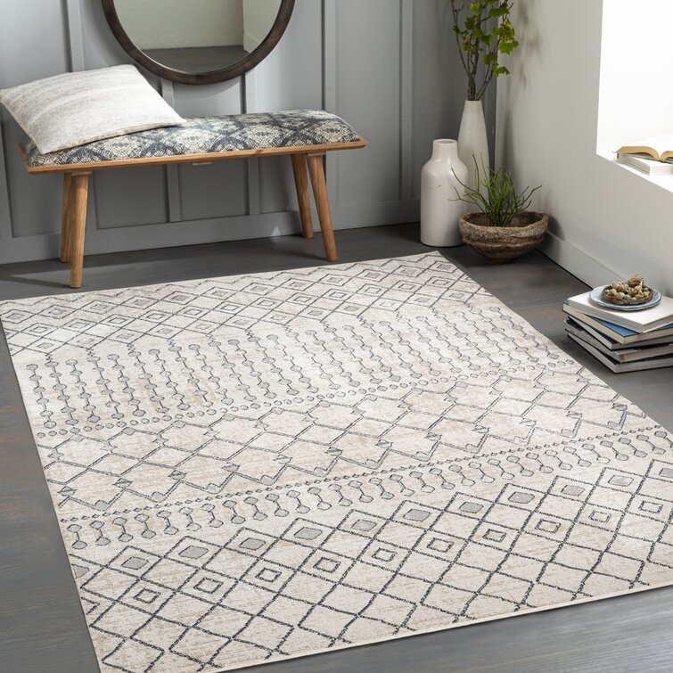 Lyles Machine Washable Moroccan Ink Blue/Gray Area Rug