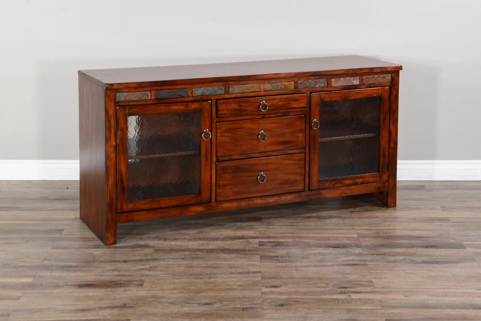 60 quotTV Stand Media Console Traditional Dark Wood Cabinet   Transitional   Entertainment Centers And Tv Stands   by Sideboards and Things  Houzz