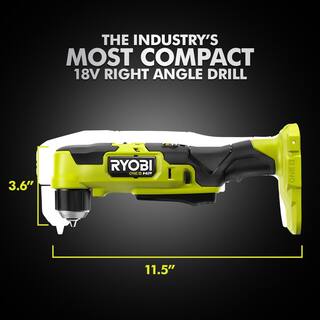 RYOBI ONE+ HP 18V Brushless Cordless Compact 38 in. Right Angle Drill (Tool Only) with 40-Piece Impact Driving Bit Set PSBRA02B-AR2038