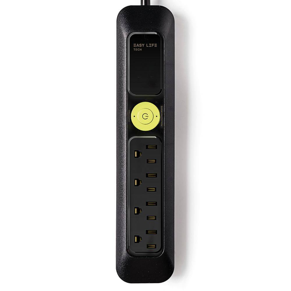 EasyLife Tech 6 ft 4-Outlet Power Strip Surge Protector - Black 0-2627-N