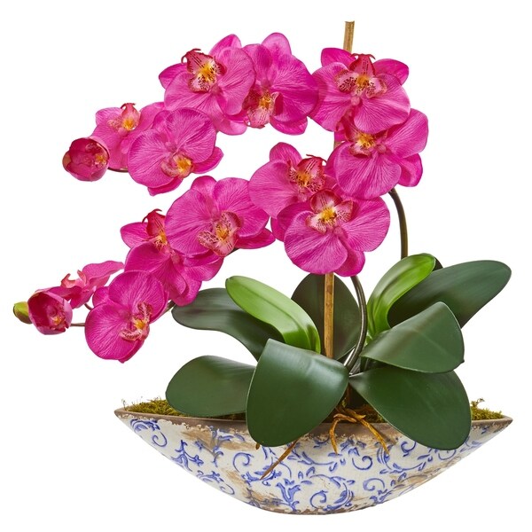 Phalaenopsis Orchid Artificial Arrangement in Vase