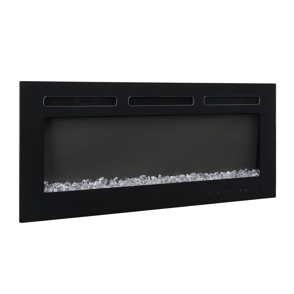 HOMESTOCK 40 in. Black Electric Fireplace Wall Mounted Fireplace LED with 12 Colors Touch Screen Remote Logset and Crystal Stones 89430HD