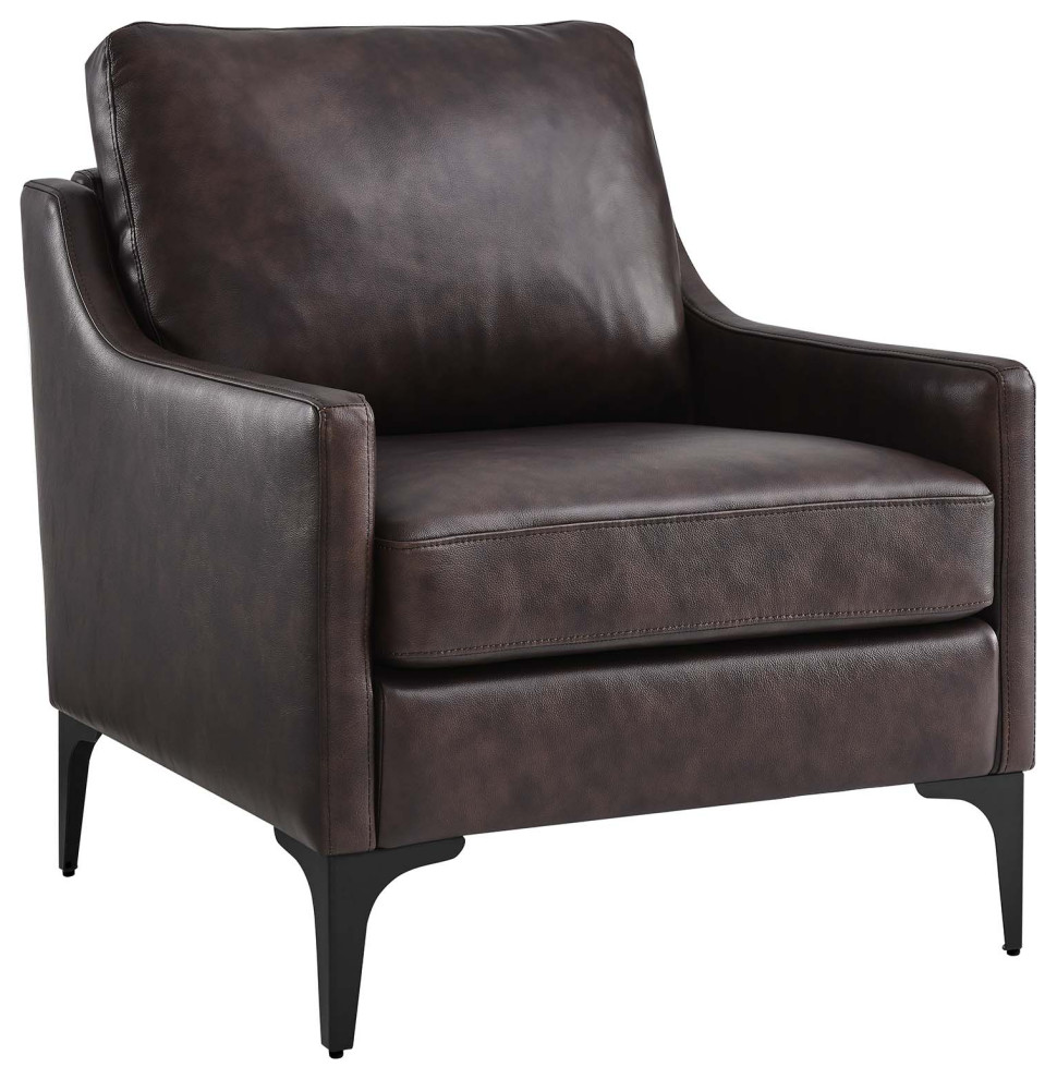 Corland Leather Armchair   Midcentury   Armchairs And Accent Chairs   by Modway  Houzz