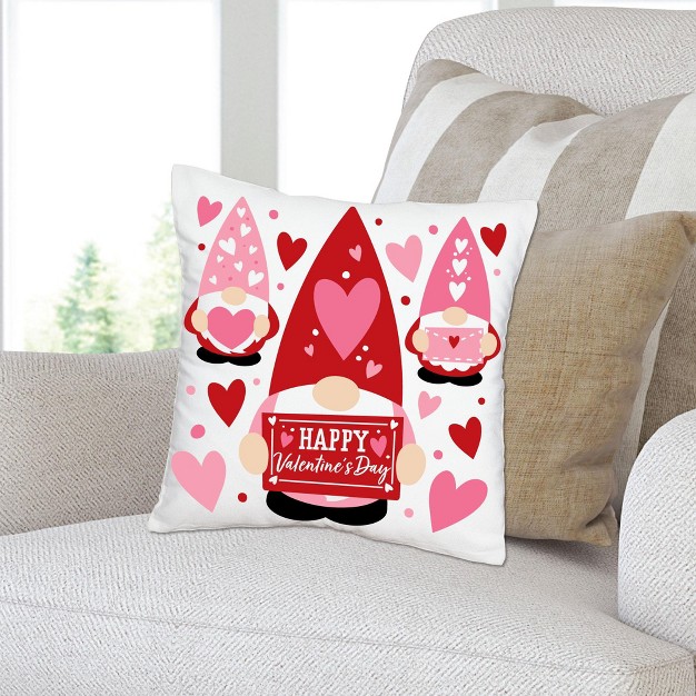 Big Dot Of Happiness Valentine Gnomes Valentine x27 s Day Party Home Decorative Canvas Cushion Case Throw Pillow Cover 16 X 16 Inches