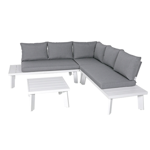 Outdoor Aluminum VShaped Sectional Seating Set with Side Table