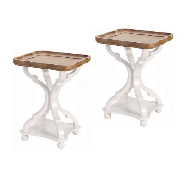 COZAYH Set of 2 Rustic Farmhouse Tray Top End Table