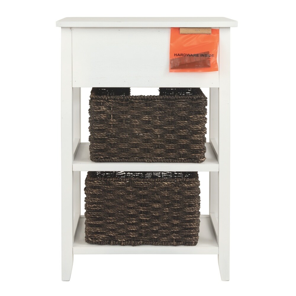 Oslember Casual White Accent Table with 2 Baskets