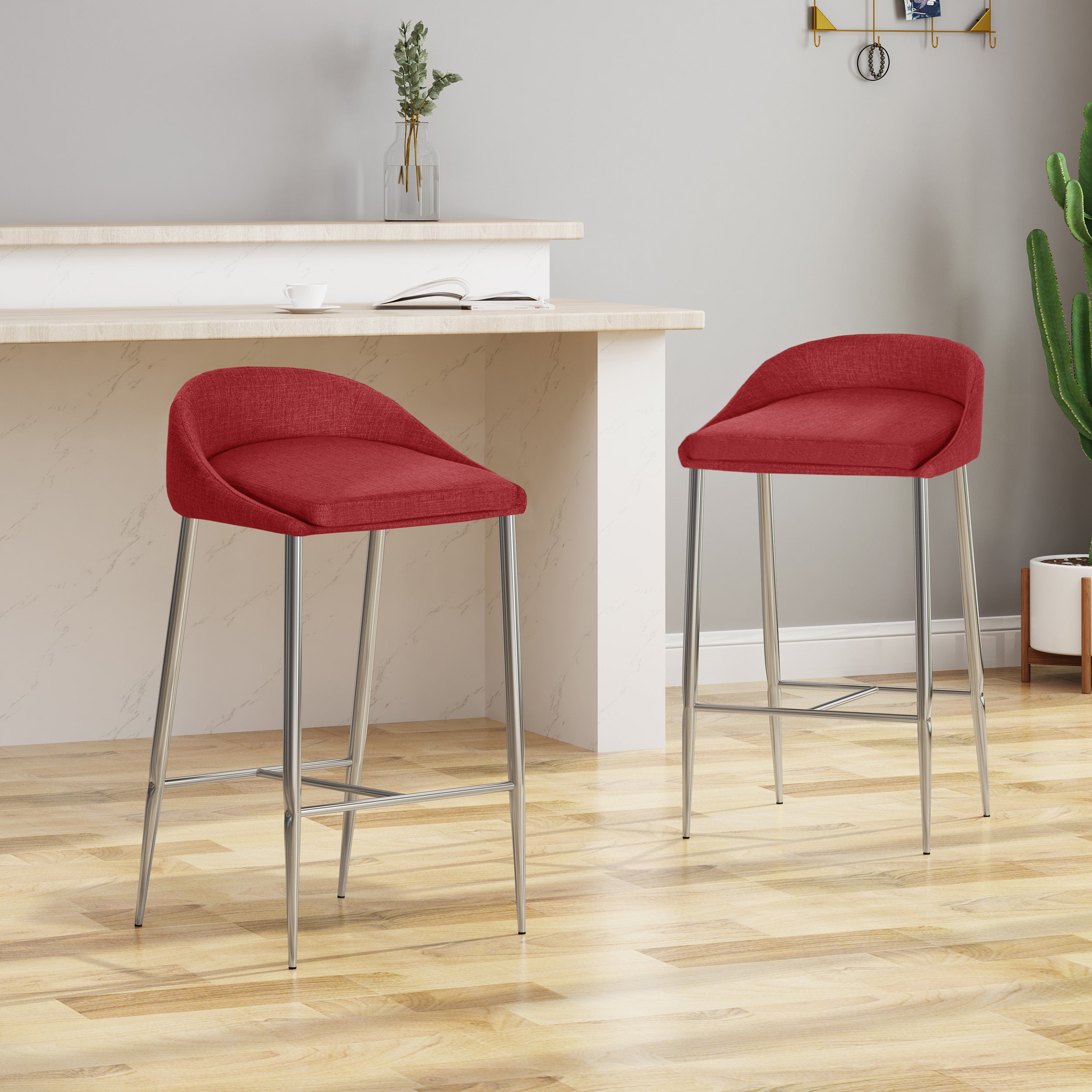 Fanny Upholstered Counter Stools, Modern, Upholstered (Set of 2)