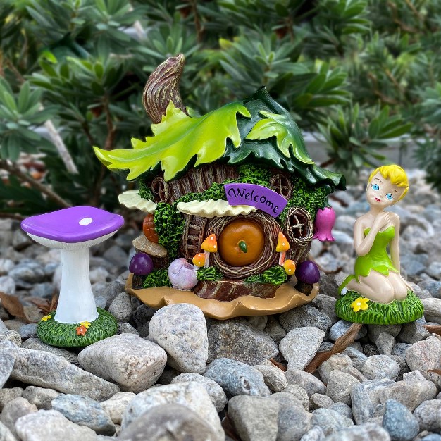 Disney Tinker Bell Miniature Resin Garden Set With Solar Tree House