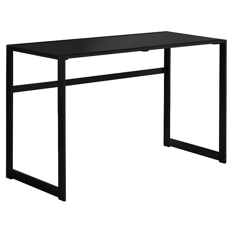 48 Black Contemporary Rectangular Computer Desk with Tempered Glass