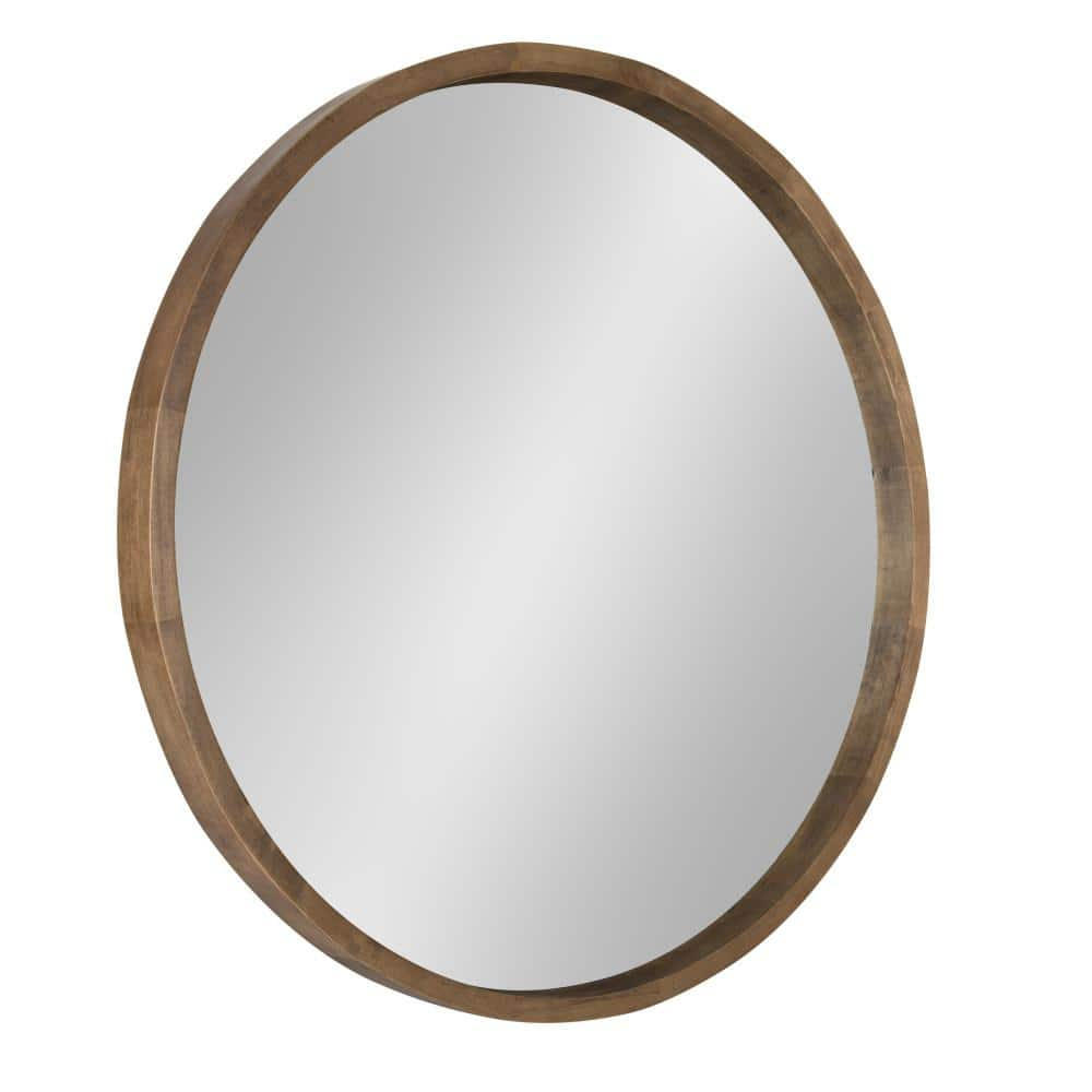 Kate and Laurel Medium Round Rustic Brown Contemporary Mirror (30 in. H x 30 in. W) 212756