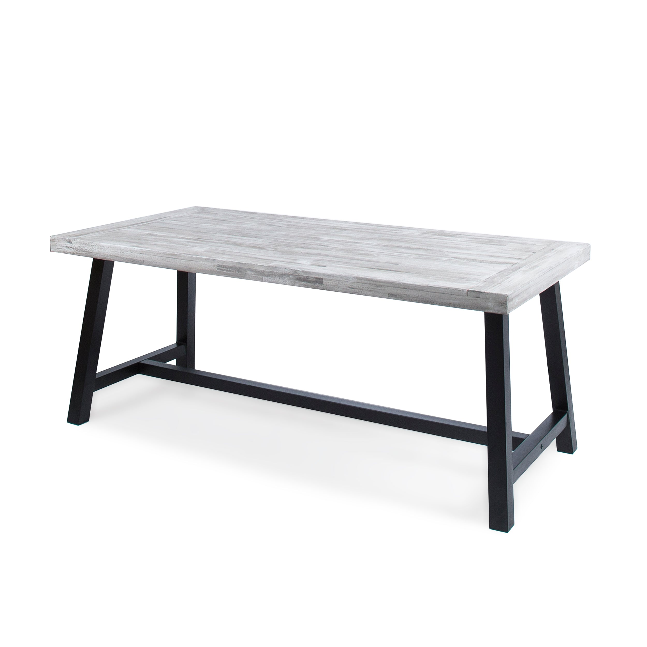 Bowman Outdoor Sandblast Finish Acacia Wood Dining Table with Metal Finish Frame