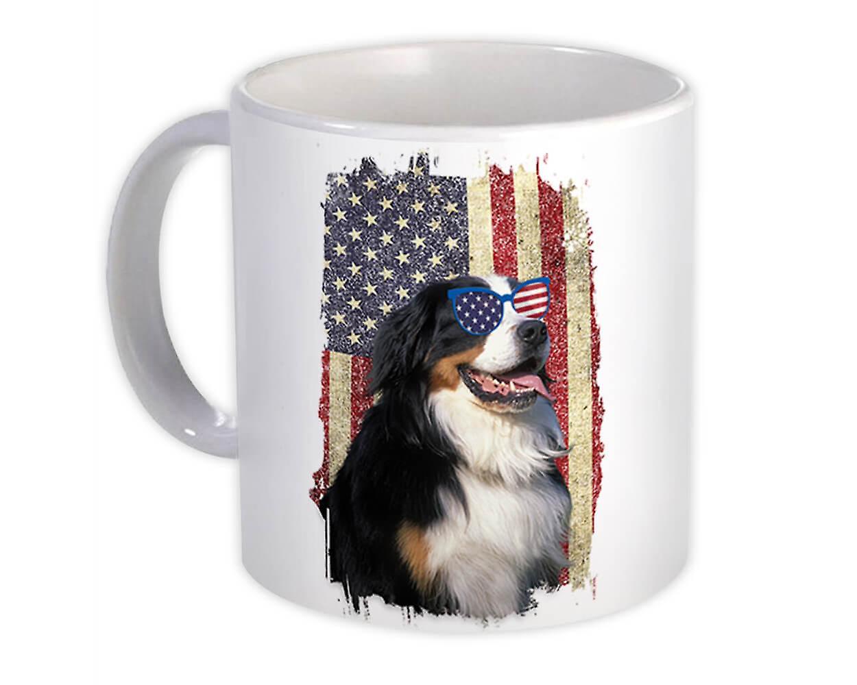 Gift Mug: Bernese American Flag Dog